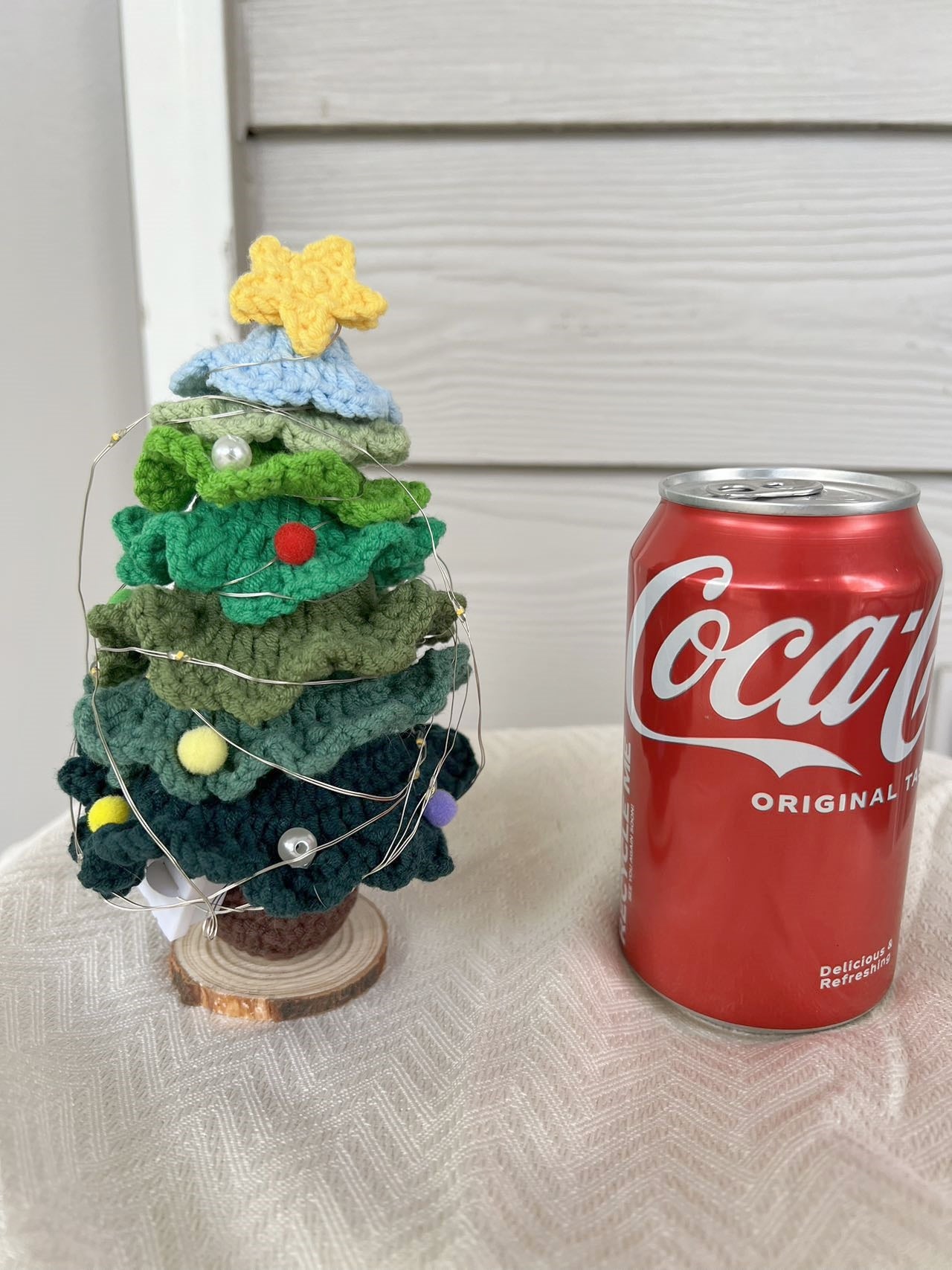 Crochet Handmade Christmas Tree Mini Light Night Lamp, Finished Product, Knitted Flower Holiday Home Decoration, love friend forever gift