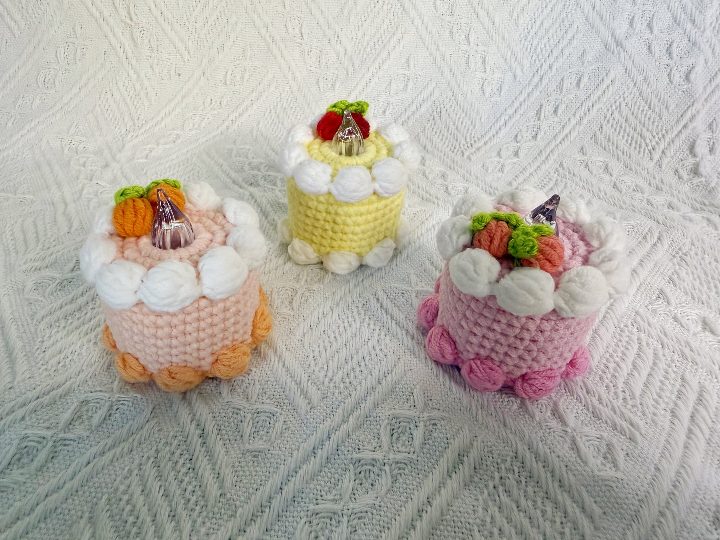 Crochet Handmade Cake Light Lamp,Happy Birthday,Birthday Gift, Finished Product,Knitted  Desk Decoration,Christmas,Holidays