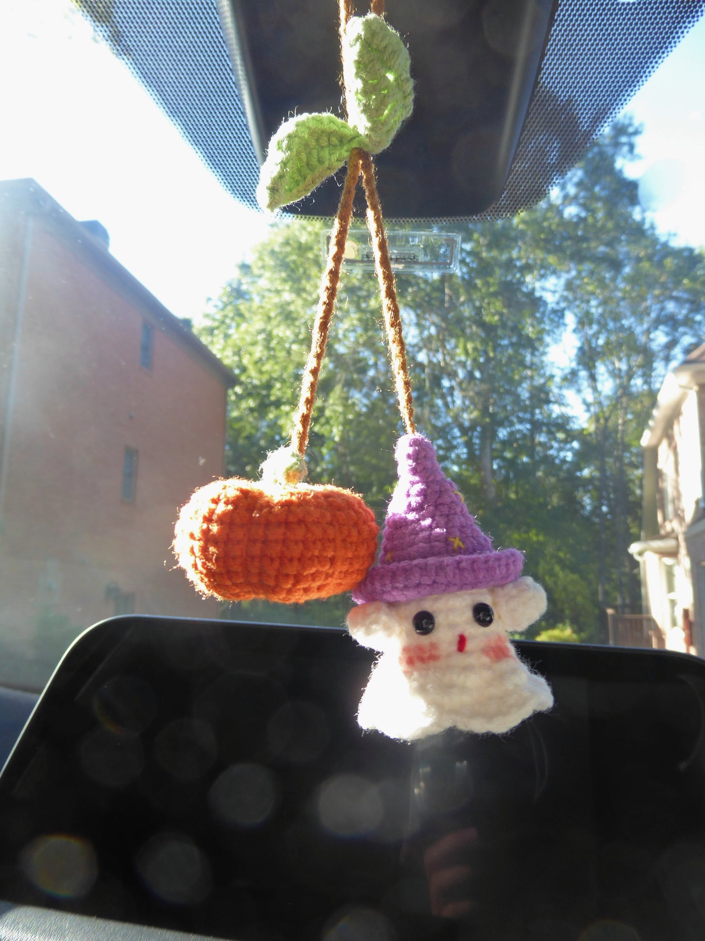 Halloween Crochet Car Accessories, Halloween Decor Car Mirror Hanger, Halloween Car Charm, Rear View Mirror Accessories