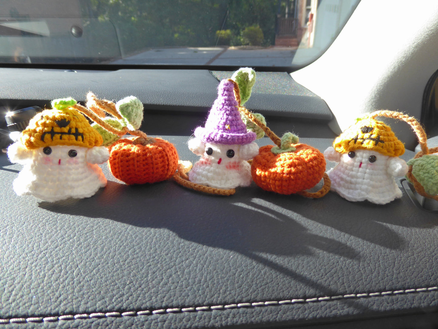 Halloween Crochet Car Accessories, Halloween Decor Car Mirror Hanger, Halloween Car Charm, Rear View Mirror Accessories