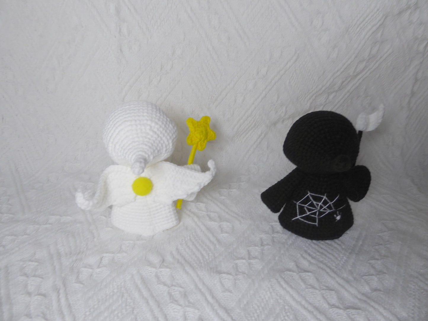 GRIM REAPER and ANGEL amigurumi toy/ Death crochet/Halloween Crochet Car Accessories, Halloween Decor