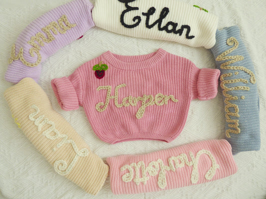 Personalized Baby Name Sweater, Embroidered Children Sweatshirt, Knit Sweater Toddler, Custom Baby Sweater with Name, Customized Baby Gifts