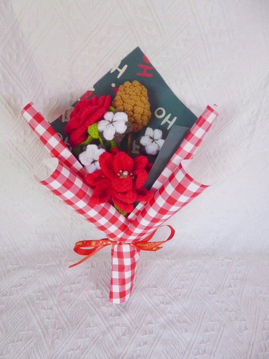 Crochet Flowers Bouquet Handmade, Finished Product, Santa Claus, Gifts for Anniversary, New Year,Birthday, Graduation, Girlfriend, Christmas Day, Holidays