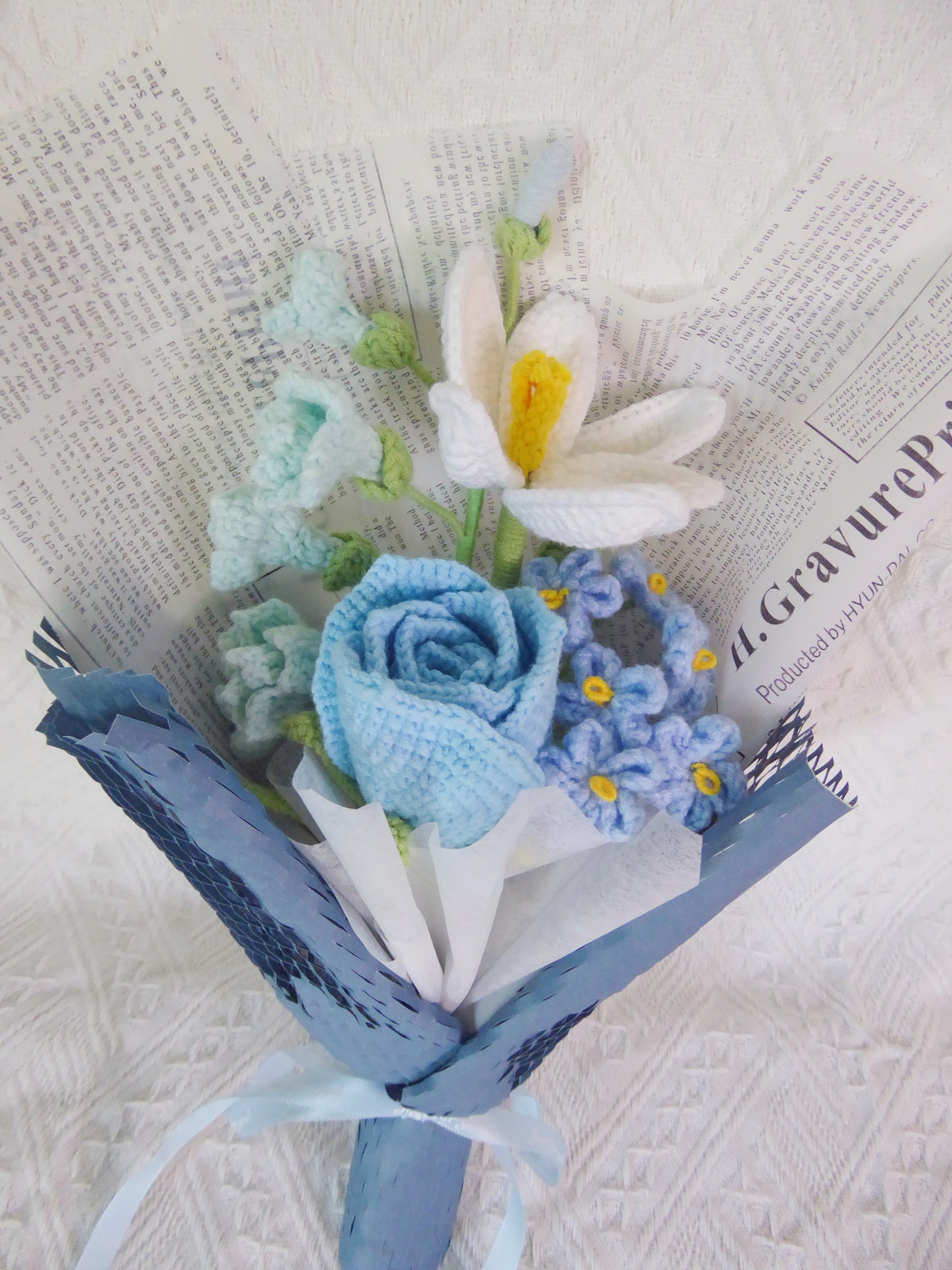 Crochet Flowers Bouquet Handmade, Finished Product, Tulip, Rose for Anniversary, Birthday, Graduation, Girlfriend, Mother love forever gift