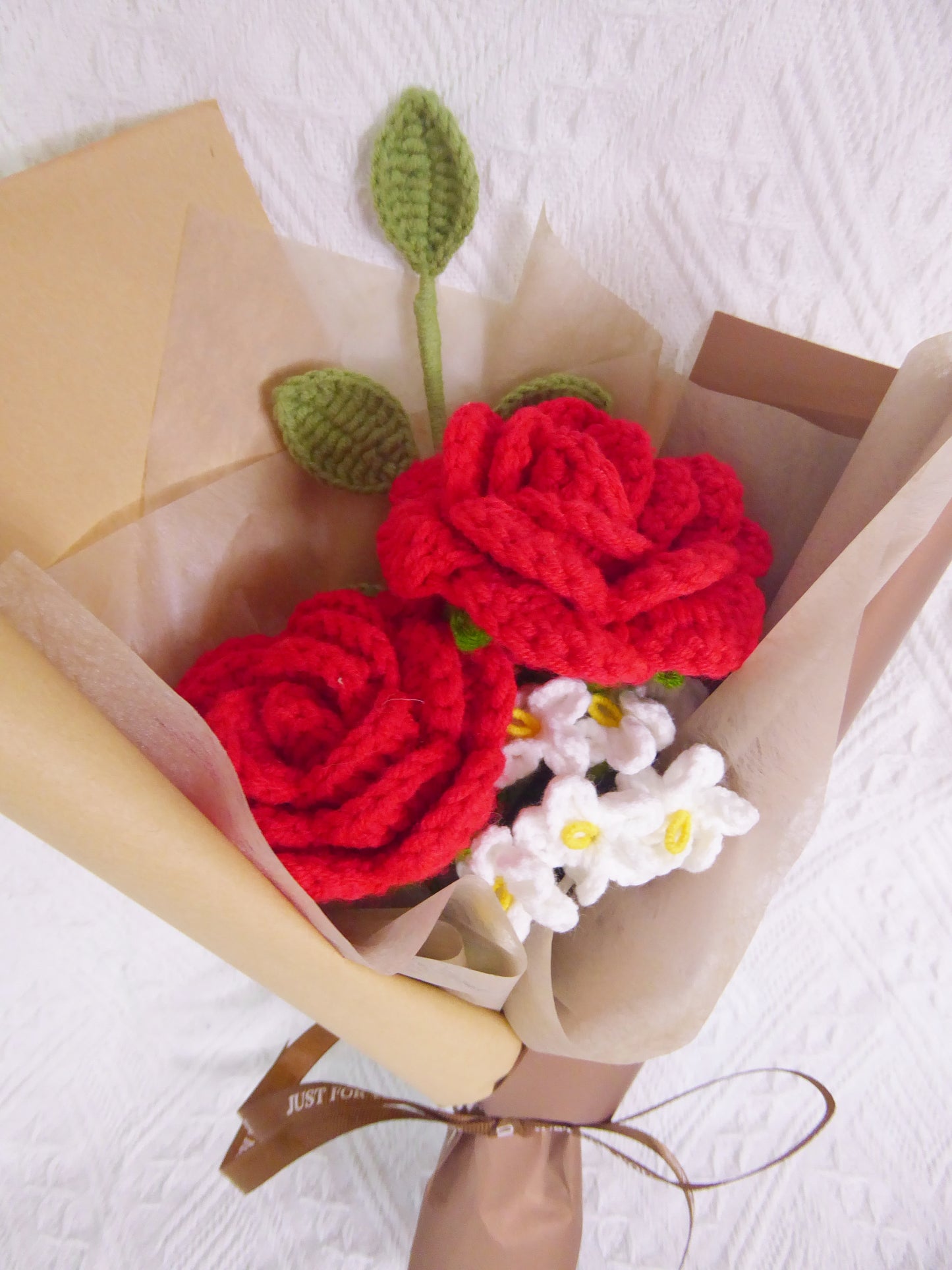 Crochet Flowers Bouquet Handmade, Finished Product, Rose for Anniversary, New Year,Birthday, Graduation, Girlfriend, I Love You,Mother love forever gift