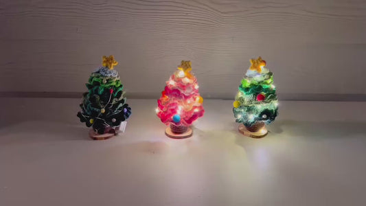 Crochet Handmade Christmas Tree Mini Light Night Lamp, Finished Product, Knitted Flower Holiday Home Decoration, love friend forever gift